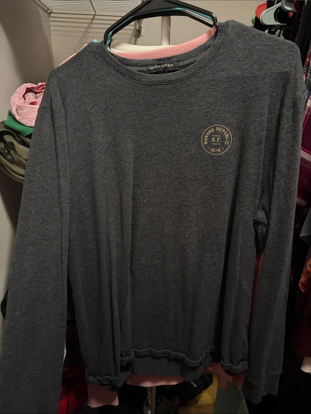 Banana Republic Kids Charcoal Grey Long-Sleeve Hoodie Top with Gold Logo